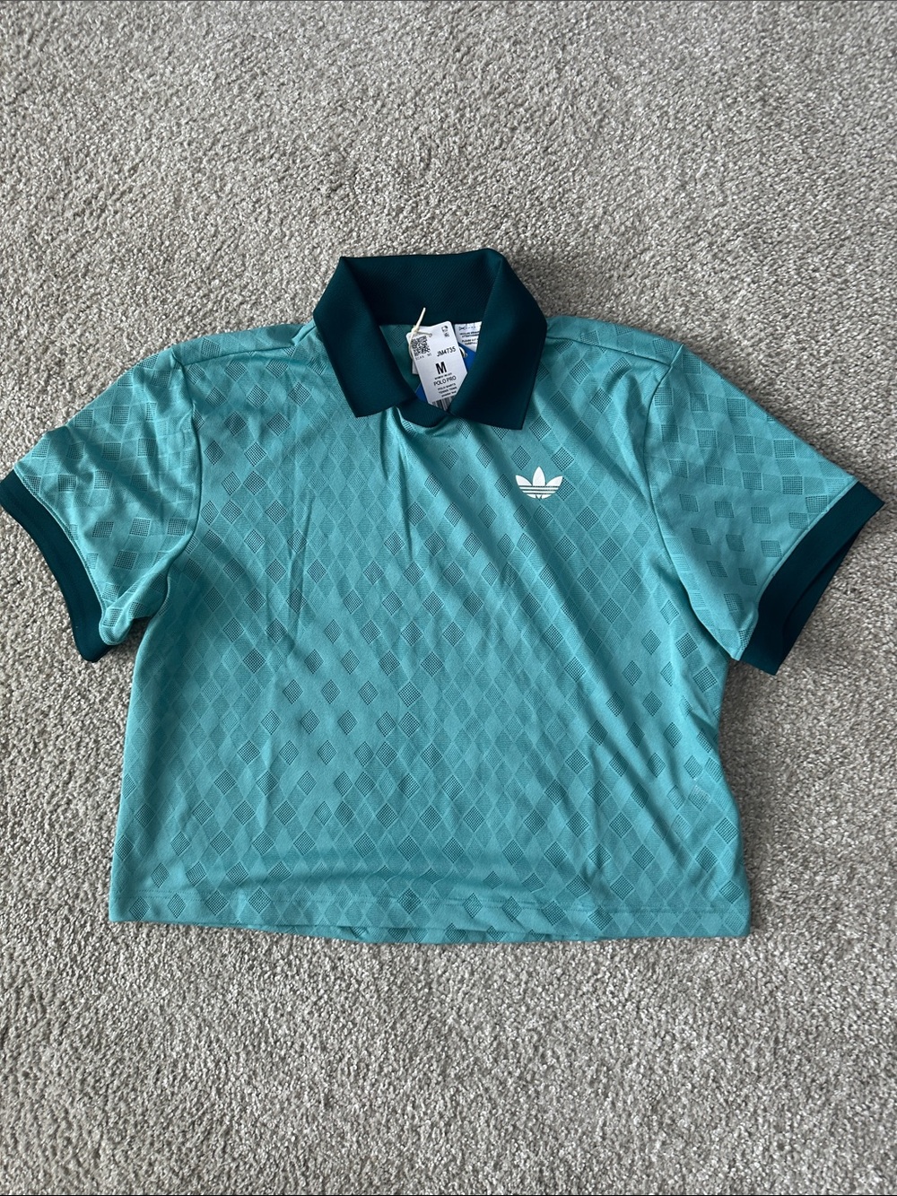 Adidas Climacool Pro Polo - Teal Diamond Jacquard Polo Crop Top